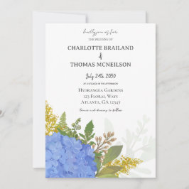 Convite Casamento Floral Artístico Moderno da Hydrangea Az