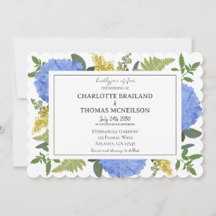 Convite Casamento Floral Artístico Moderno da Hydrangea Az