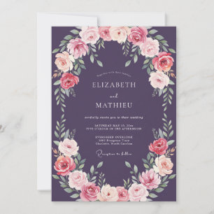 Convite Casamento Floral Atmosférico Ameixa