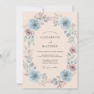 Convite Casamento Floral Azul