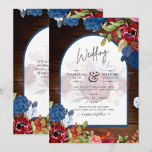 Casamento Floral Azul Borgonha Rústico