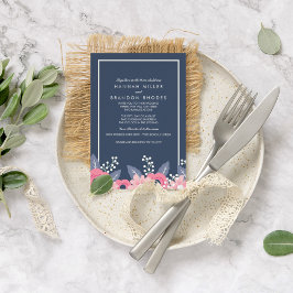 Convite Casamento Floral Azul Brilhante para Famílias Mist