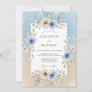Convite Casamento Floral Azul Celeste Bliss