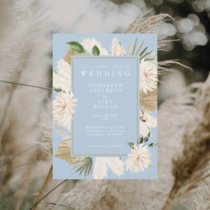 Convite Casamento Floral Azul Céu