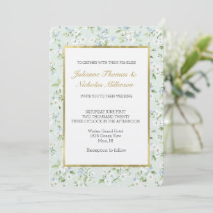 Convite Casamento Floral Azul Claro Hortelã Branco Bonito