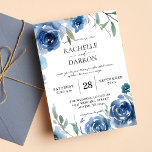 Convite Casamento Floral Azul e Azul<br><div class="desc">Prepare seus convidados para seu casamento fabuloso com seus convites florais de Dusty Blue. Estilo moderno e elegante. Veja nossas outras coleções de Azul Dusty para diferentes opções de design.</div>