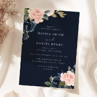 Casamento Floral Azul e Blush do Marinho Profundo