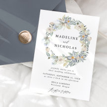 Casamento Floral Azul e Branco com Aquarela Românt