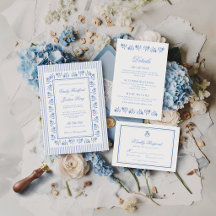 Casamento Floral Azul e Branco Elegante