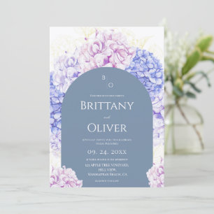 Convite Casamento Floral Azul e Branco Moderno e Empolado