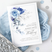 Casamento Floral Azul e Marinho Azul Boho Prateado