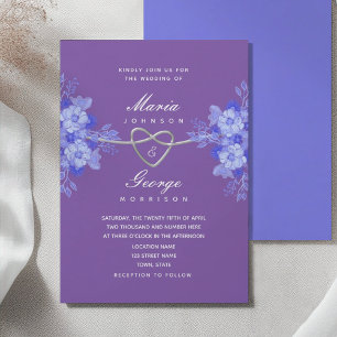 Convite Casamento Floral Azul e Púrpura