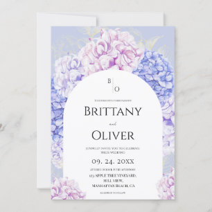 Convite Casamento Floral Azul e Rosa na Primavera