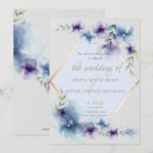 Convite Casamento Floral Azul e Violeta