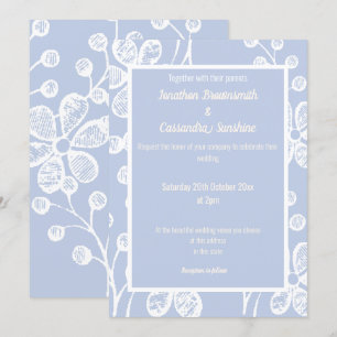 CONVITE CASAMENTO FLORAL AZUL ELEGANTE