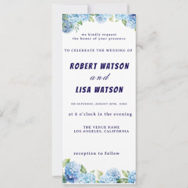 Convite Casamento Floral Azul Elegante 