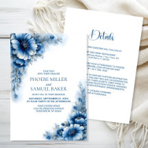 Casamento Floral Azul Elegante Tudo em Um