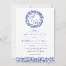 Casamento Floral Azul Francês Vintage Elegante