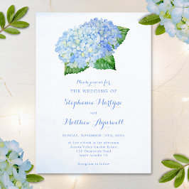 Convite Casamento Floral Azul Hydrangea Watercolor