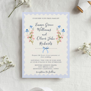 Convite Casamento Floral Azul Jardim Romântico