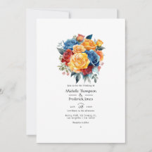 Casamento Floral Azul, Laranja, Amarelo e Vermelho