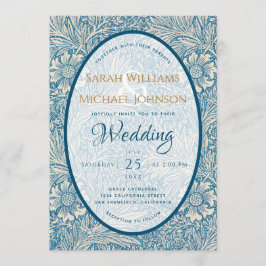 Convite Casamento Floral Azul Marigold William Morris