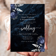 Casamento Floral Azul Marinho Prateado Elegante
