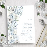 Convite Casamento Floral Azul Monograma<br><div class="desc">Convite De Casamento Floral Azul Monograma. Entra num jardim de beleza botânica e descobre um incrível design de convite com belas flores de aquarelas pintadas à mão. O delicado azul, creme, rosas brancas e verde-sábio eucalipto criam uma elegância rústica, perfeita para o seu evento especial! A fonte azul e os...</div>