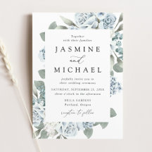 Casamento Floral Azul Poeirento Elegante