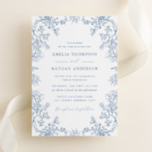 Casamento Floral Azul Poeirento Vintage Elegante