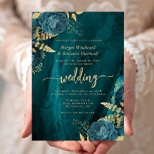 Casamento Floral Azul Turquesa Dourado Elegante