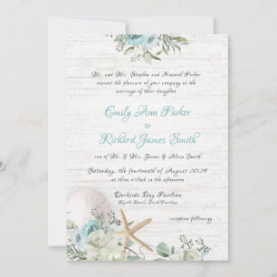 Convite Casamento Floral Beach Driftwood