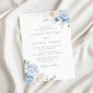 Convite Casamento Floral Belga e Azul