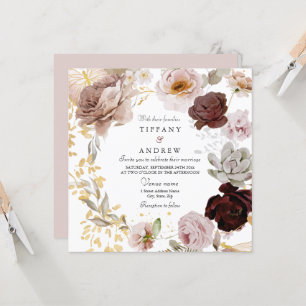 Convite Casamento Floral Belush e Rosa Watercolor