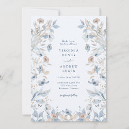 Convite Casamento Floral Blue Boho