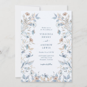 Convite Casamento Floral Blue Boho