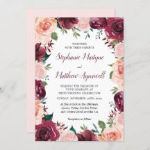 Casamento Floral Blush Burgundy Rosa Border
