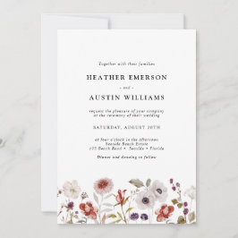 Convite Casamento Floral Blush Burgundy Watercolor