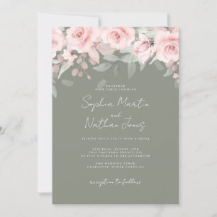 Convite Casamento Floral Blush Pink Sage