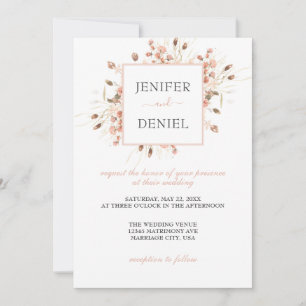 Convite Casamento Floral Boêmio com Aquarela Seca