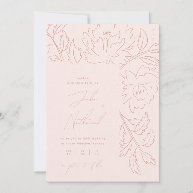 Convite Casamento Floral Boêmio com Luz Suave (Frente)