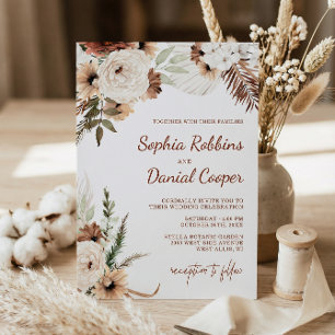 Convite Casamento Floral Boêmio de Terracota