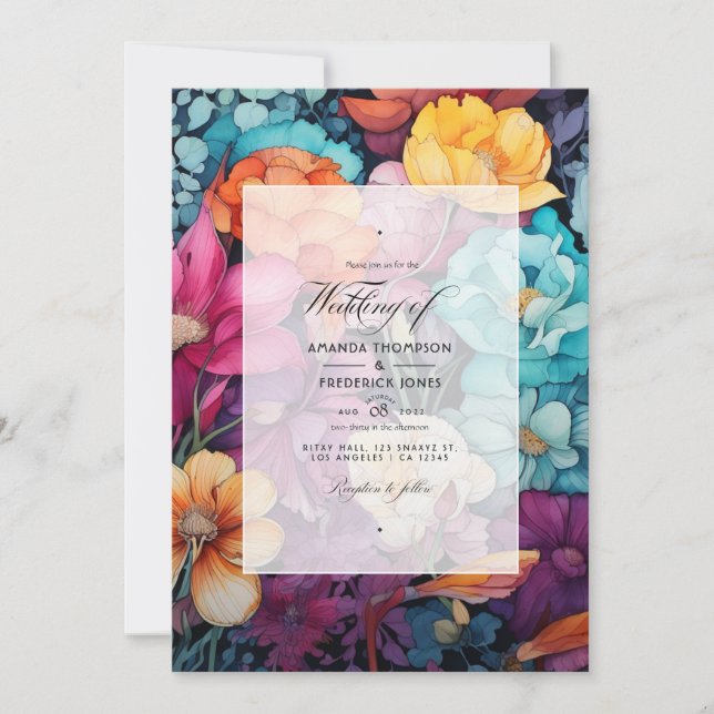 Convite Casamento Floral Boêmio e Terroso (Frente)