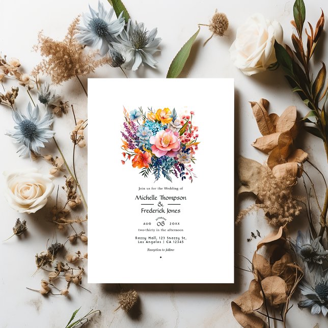 Convite Casamento Floral Boêmio e Terroso (Criador carregado)