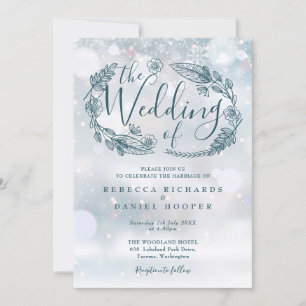 Convite Casamento Floral Boêmio Flocos de Neve de Inverno