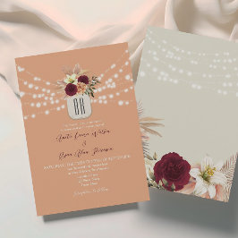 Convite Casamento Floral Boêmio Monograma