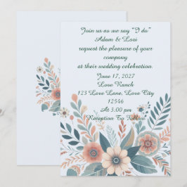 Convite Casamento Floral Boêmio Romântico