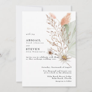 Convite Casamento Floral Boêmio Romântico das Pampas