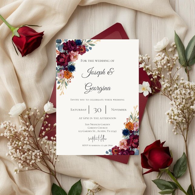 Convite Casamento floral Boho (Criador carregado)