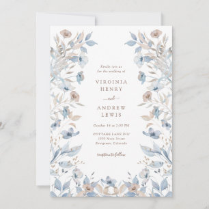 Convite Casamento Floral Boho Azul